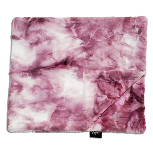 Raspberry tie dye and ivory frost super soft cozy blanket