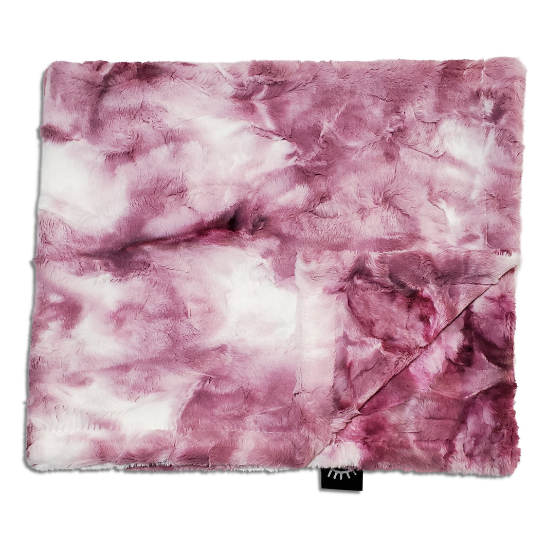 Raspberry tie dye and ivory frost super soft cozy blanket