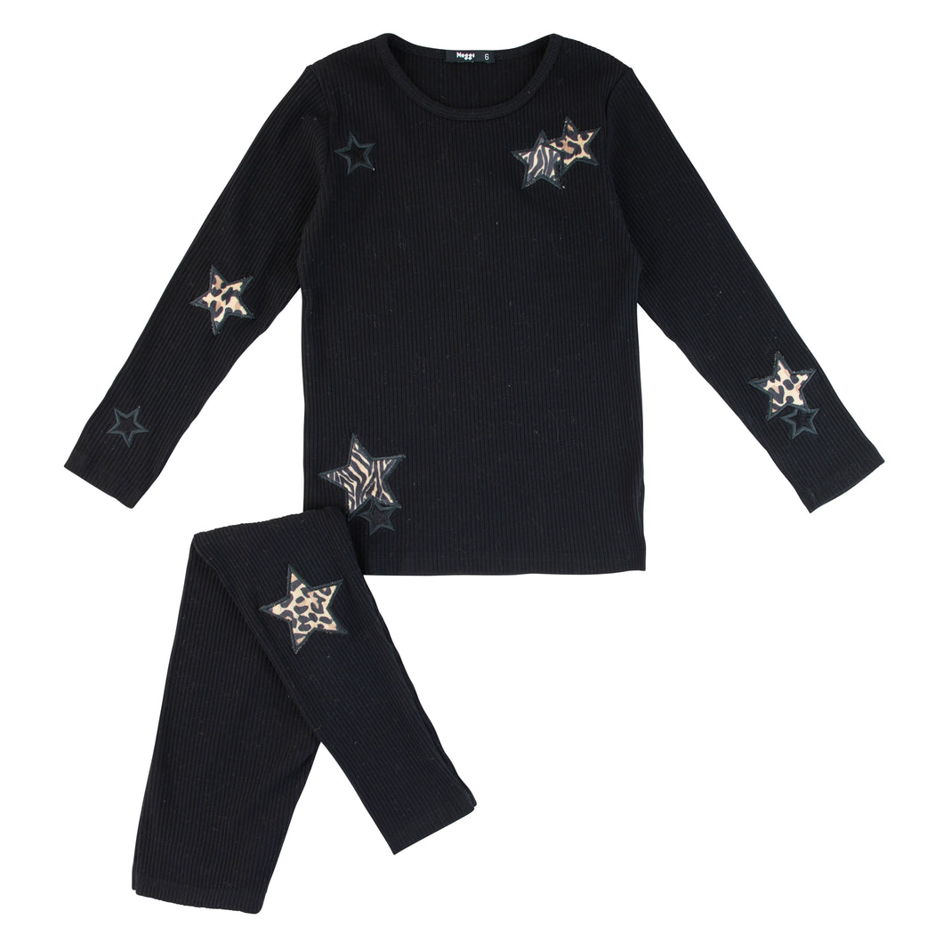 Animal print star patch loungewear set