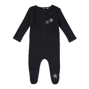 Animal print star patch footie