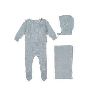 Knit pointelle collection - Fog layette set