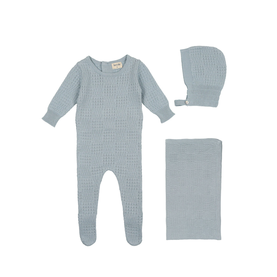 Knit pointelle collection - Fog layette set