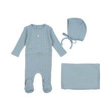 Load image into Gallery viewer, Blue fog pointelle layette set

