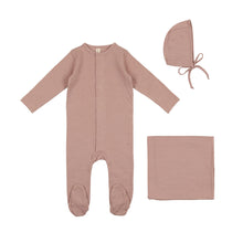 Load image into Gallery viewer, Mauve dotted pointelle layette set

