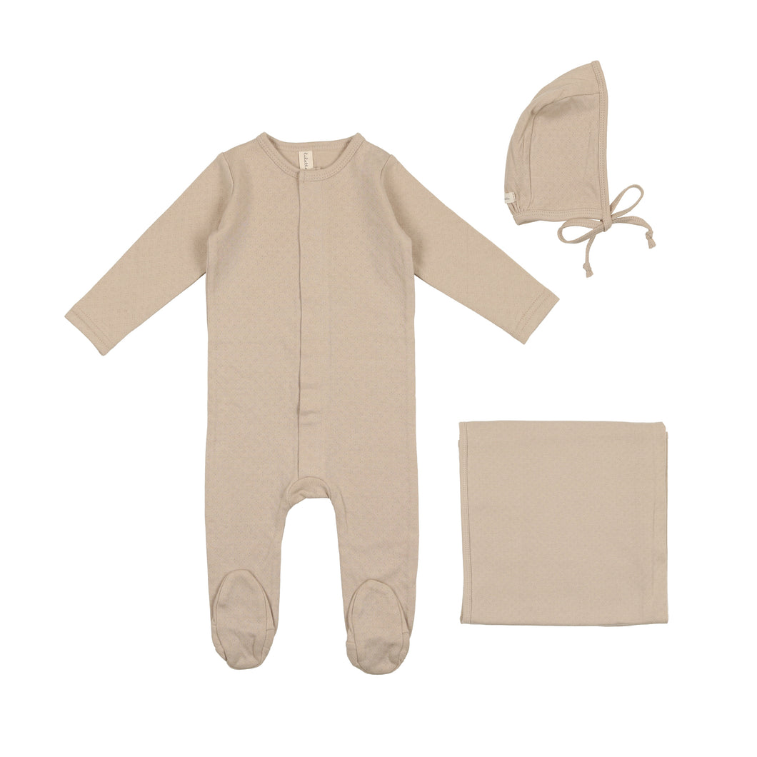Sand dotted pointelle layette set