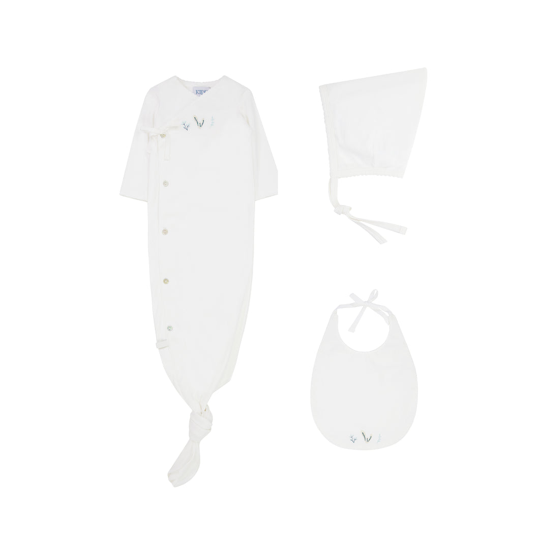 Blue botanical knotted 3 pc set
