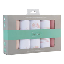 Load image into Gallery viewer, 5-pack rainbow reversible burp cloths - Pinks
