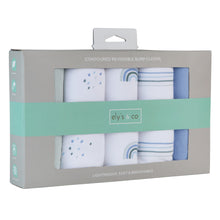 Load image into Gallery viewer, 5-pack rainbow reversible burp cloths - Blue
