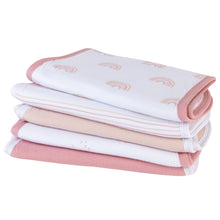 Load image into Gallery viewer, 5-pack rainbow reversible burp cloths - Pinks
