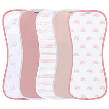 Load image into Gallery viewer, 5-pack rainbow reversible burp cloths - Pinks
