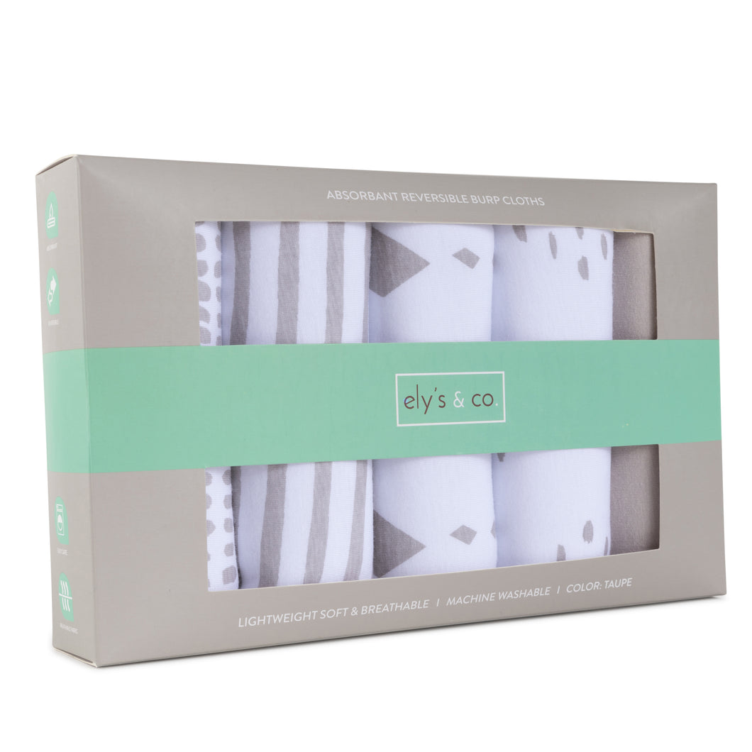 5-pack reversible burp cloths - Taupe
