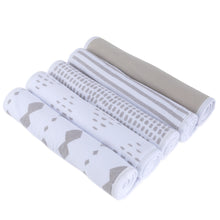 Load image into Gallery viewer, 5-pack reversible burp cloths - Taupe
