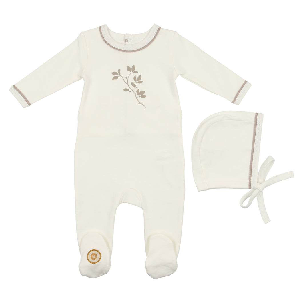 Ivory and taupe dainty leaves gift set