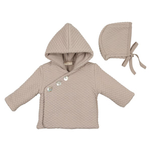 Diamond stitches jacket and hat - mushroom
