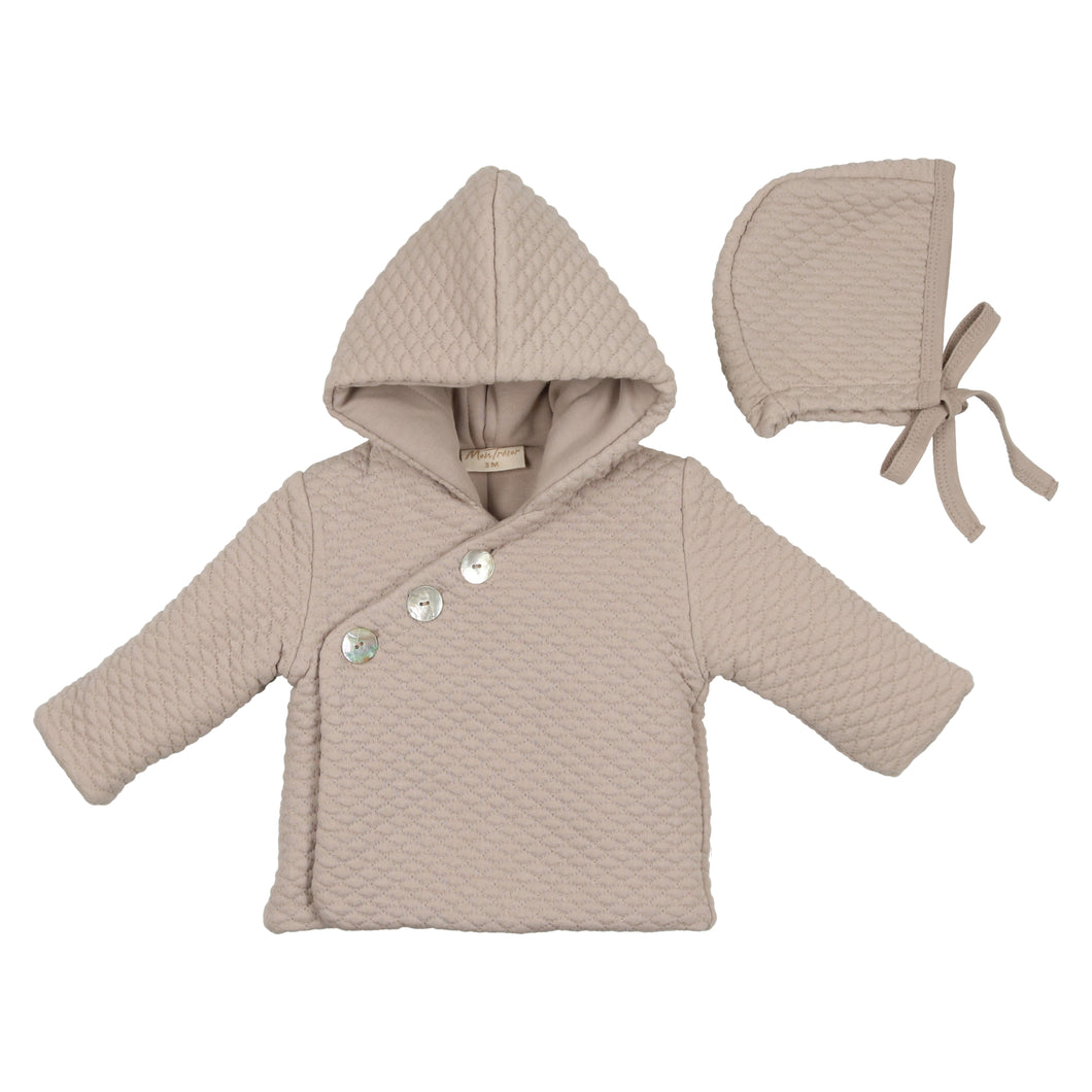 Diamond stitches jacket and hat - mushroom