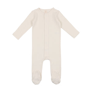 Vanilla dotted pointelle footie and bonnet