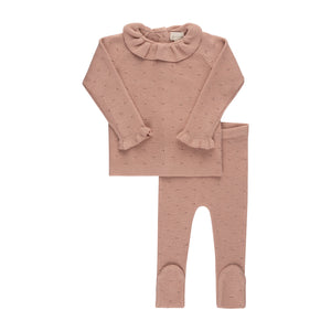 Mahongany rose pointelle knit 2 pc set