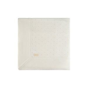 Cream pointelle knit blanket