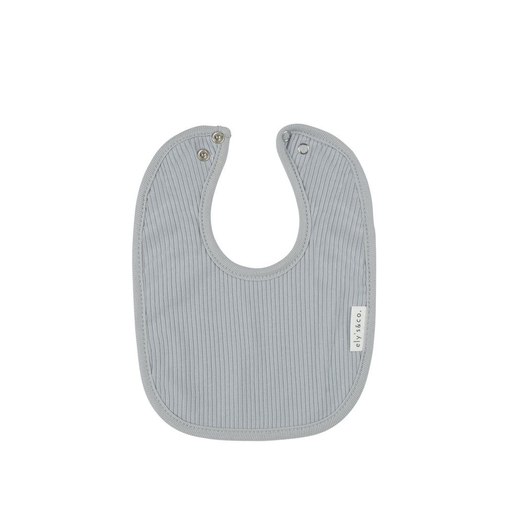 Pearl blue solid ribbed cotton bib