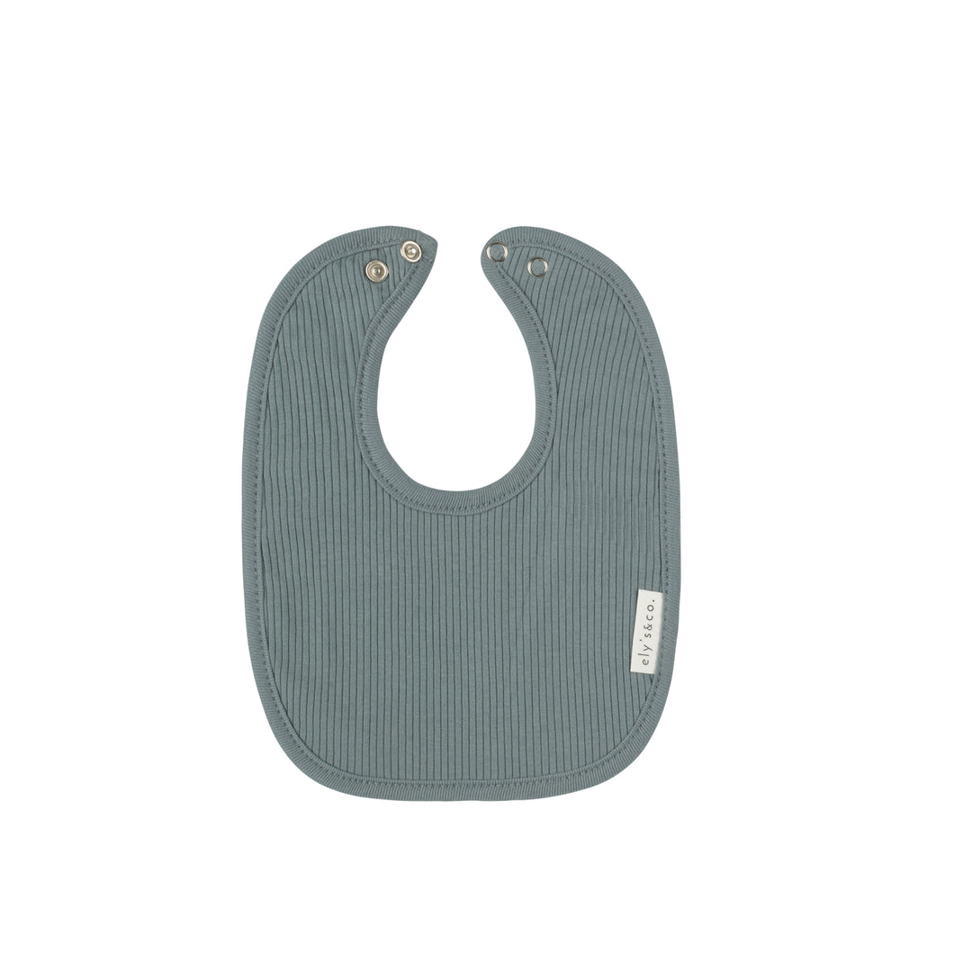 Ocean blue solid ribbed cotton bib