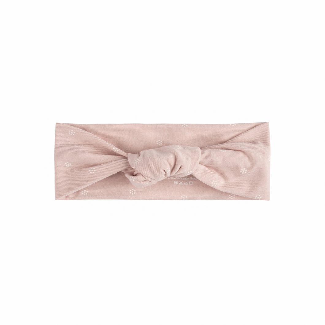 Pink floral pin dot knot headband