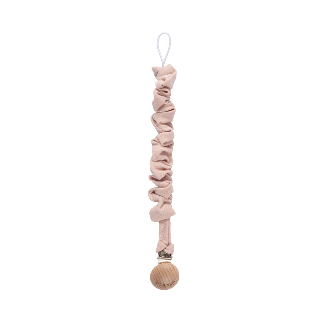White/pink floral pin dot paci clip