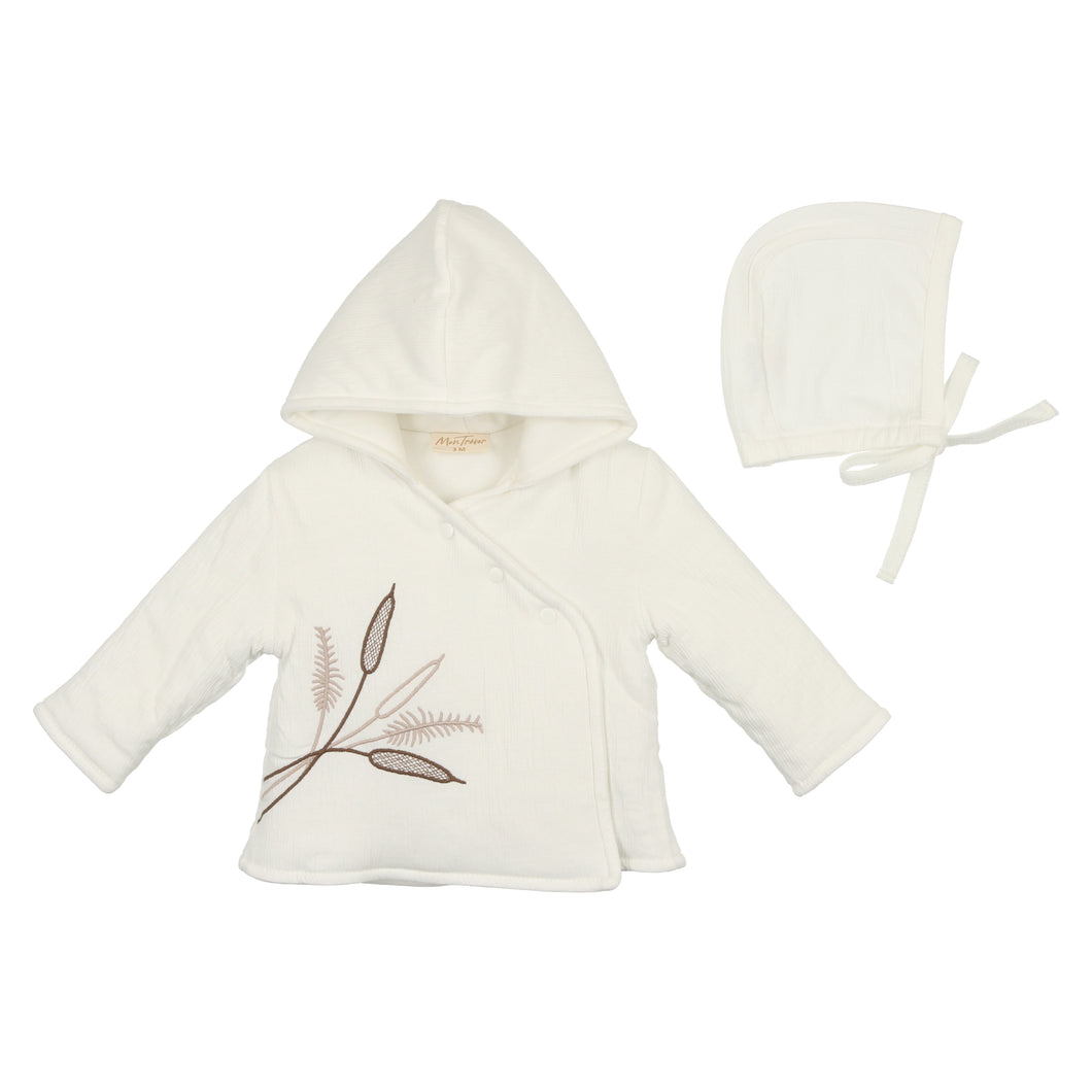 Ivory and taupe lil' sprouts jacket and hat