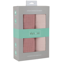 Load image into Gallery viewer, Solid cranberry and dusty pink 2-pack muslin swaddles
