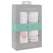 Load image into Gallery viewer, Pink rainbow 2-pack muslin swaddles
