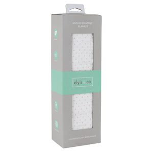 Single Pack Muslin Swaddle - Dusty pink pin dot on white
