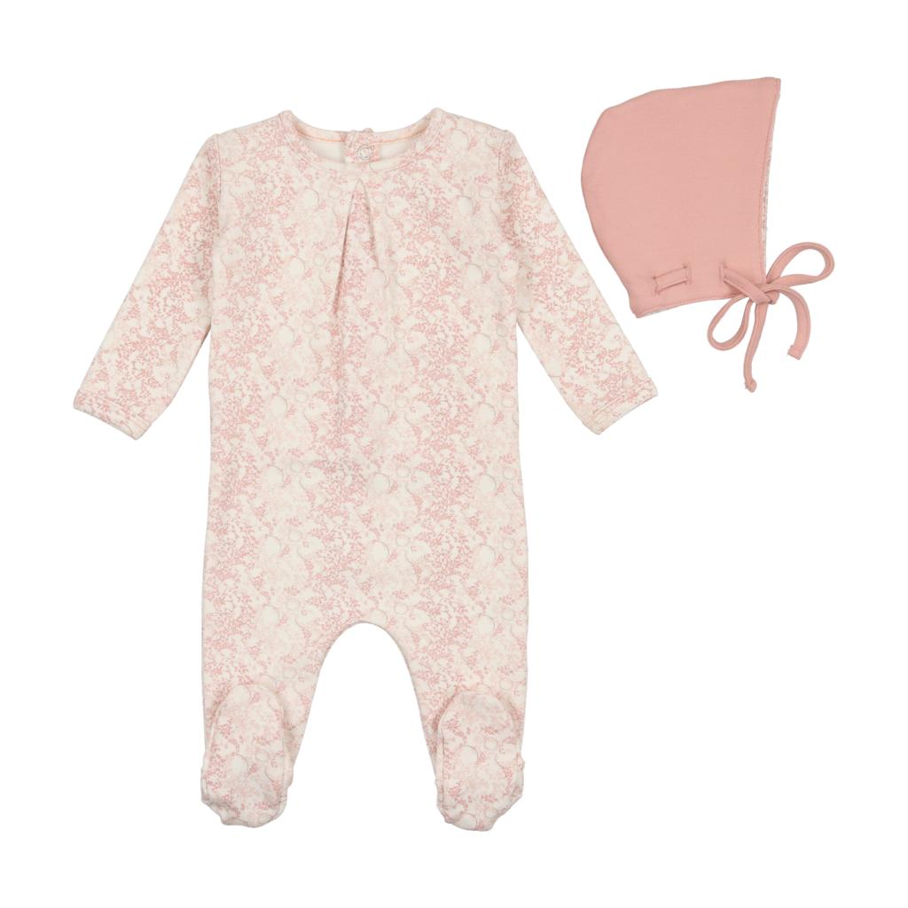 Adele - girls print footie with bonnet