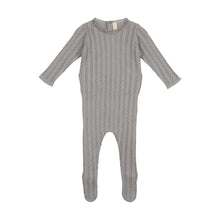 Load image into Gallery viewer, Slate pointelle knit footie and bonnet
