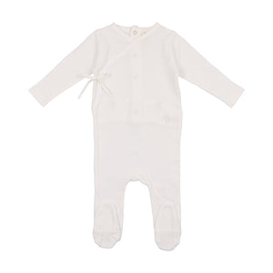 Winter white pointelle wrapover layette set