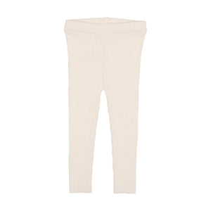 Rib knit long leggings - cream
