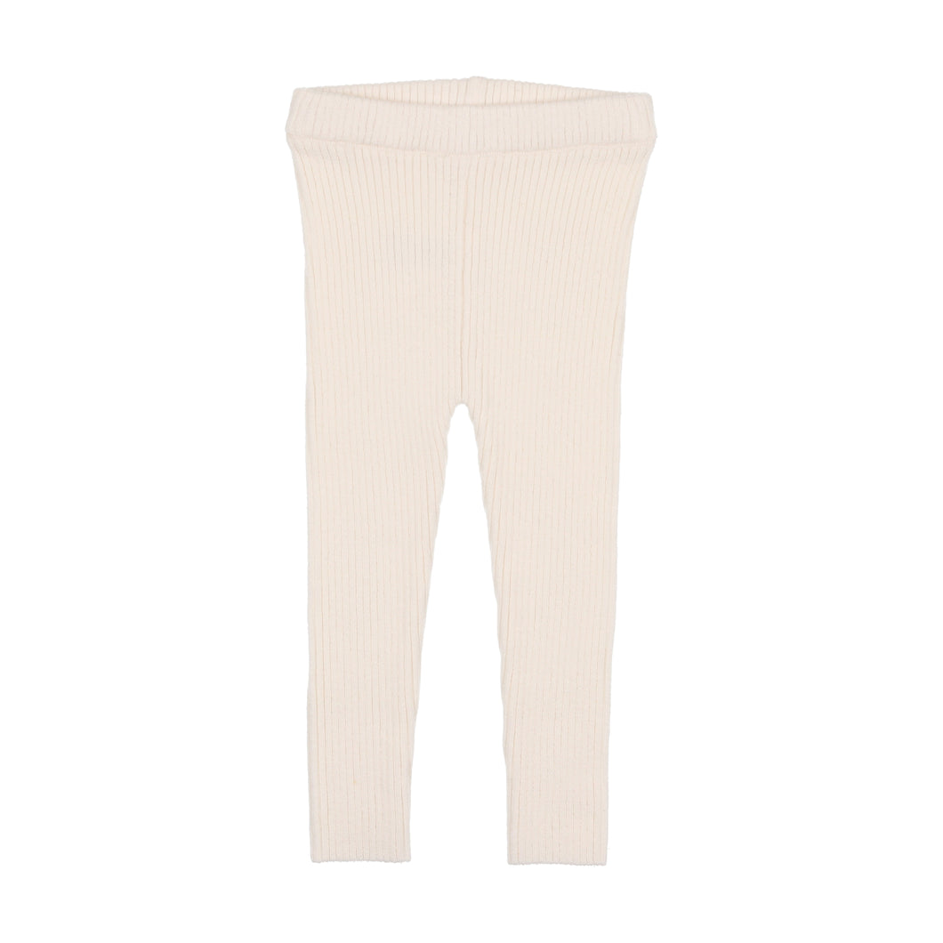 Rib knit long leggings - cream