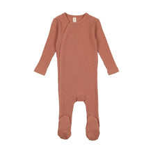 Load image into Gallery viewer, Terracotta side snap rib footie and beanie

