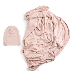 Blush beanie and blanket set