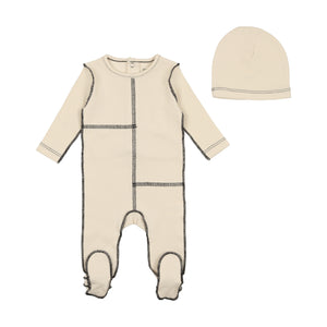 Contrast stitch collection - Cream contrast layette set