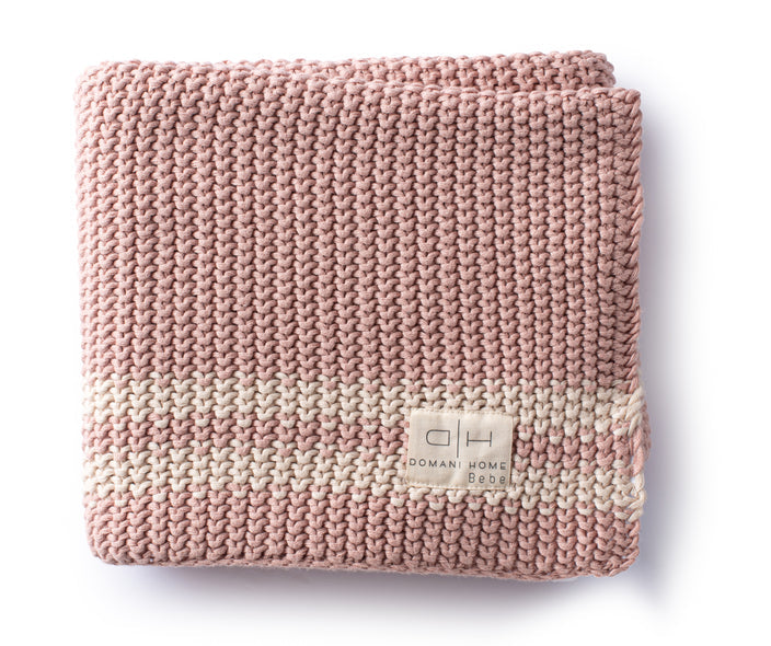 Domani pink shell striped baby blanket