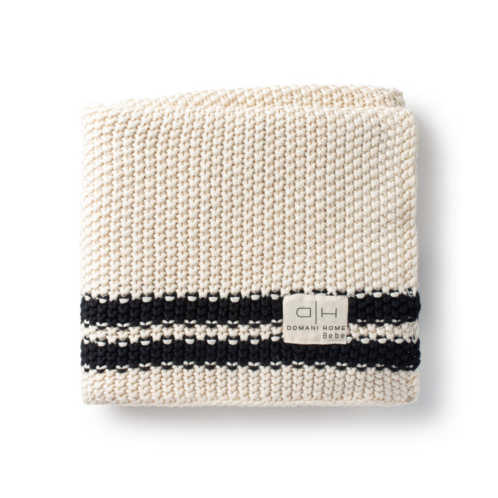 Domani natural black striped baby blanket