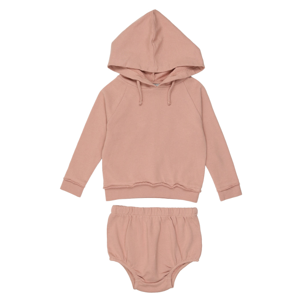French terry girls short set - pink