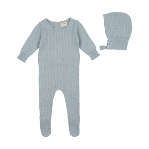 Knit pointelle collection - Fog layette set