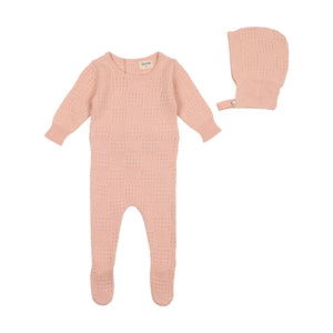 Knit pointelle collection - Sugar pink layette set