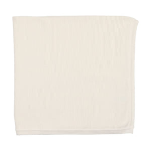 Winter white ribbed knit bris set with blanket