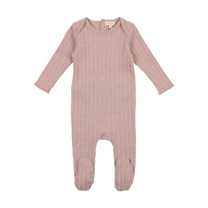 Heather lilac double ribbed footie and beanie