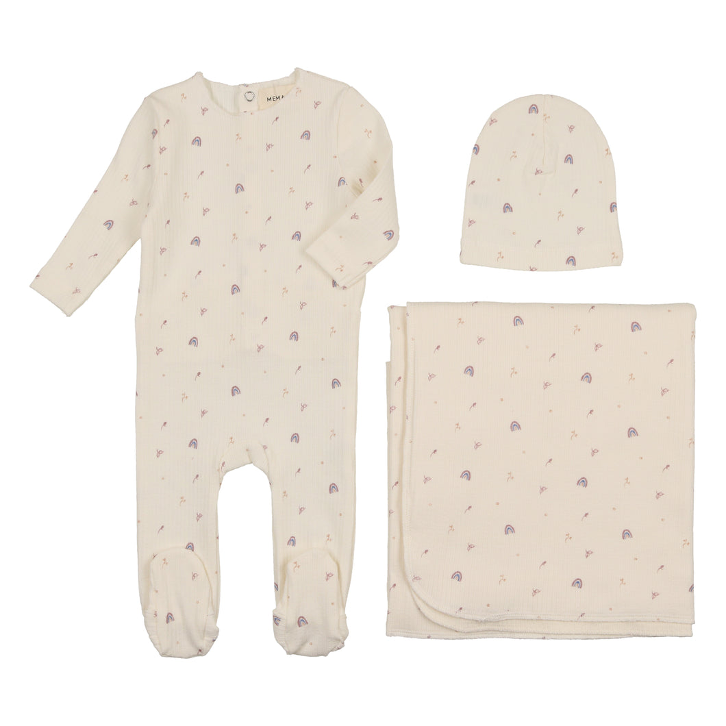 Color printed rainbow layette set