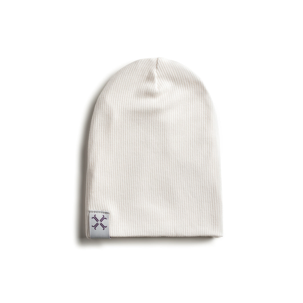 Natural white ribbed beanie