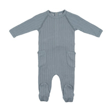 Load image into Gallery viewer, Powder blue pointelle button layette set
