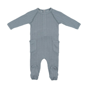 Powder blue pointelle button layette set