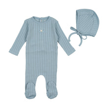 Load image into Gallery viewer, Blue fog pointelle layette set

